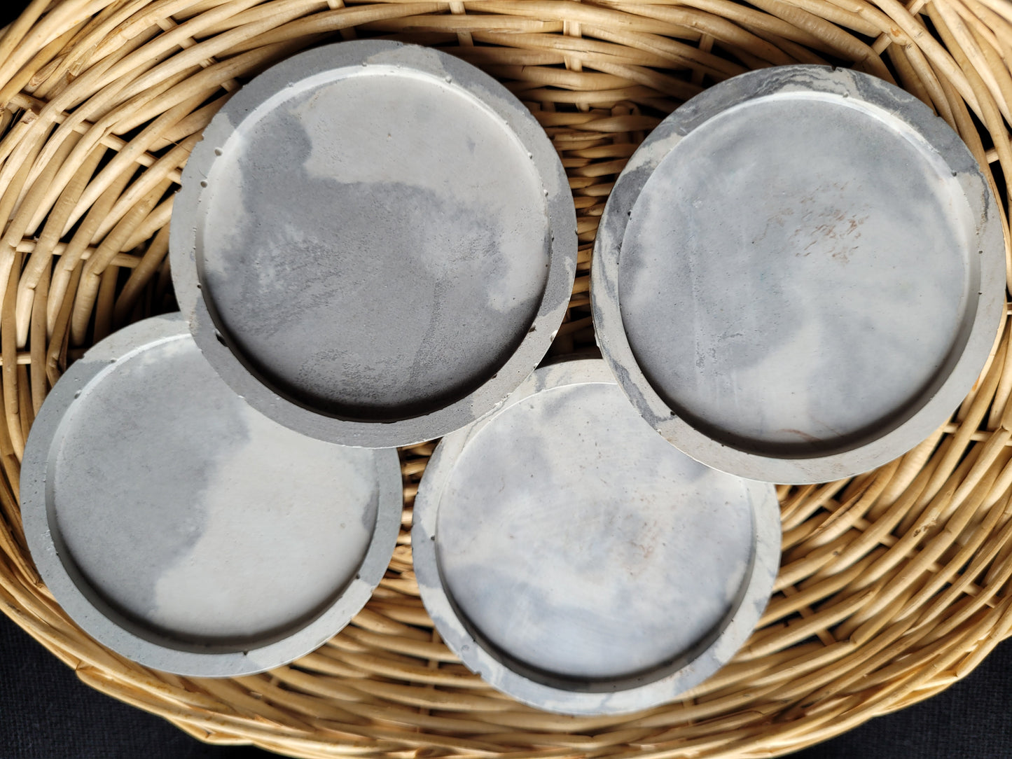 set of 4 small, concrete coasters