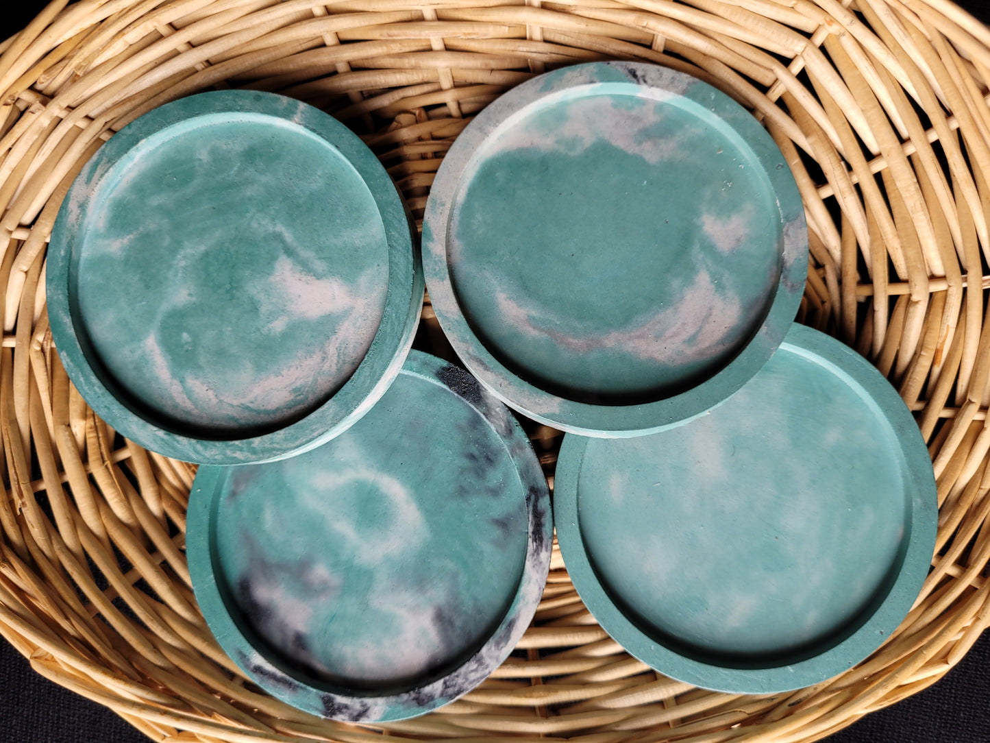 set of 4 small, concrete coasters