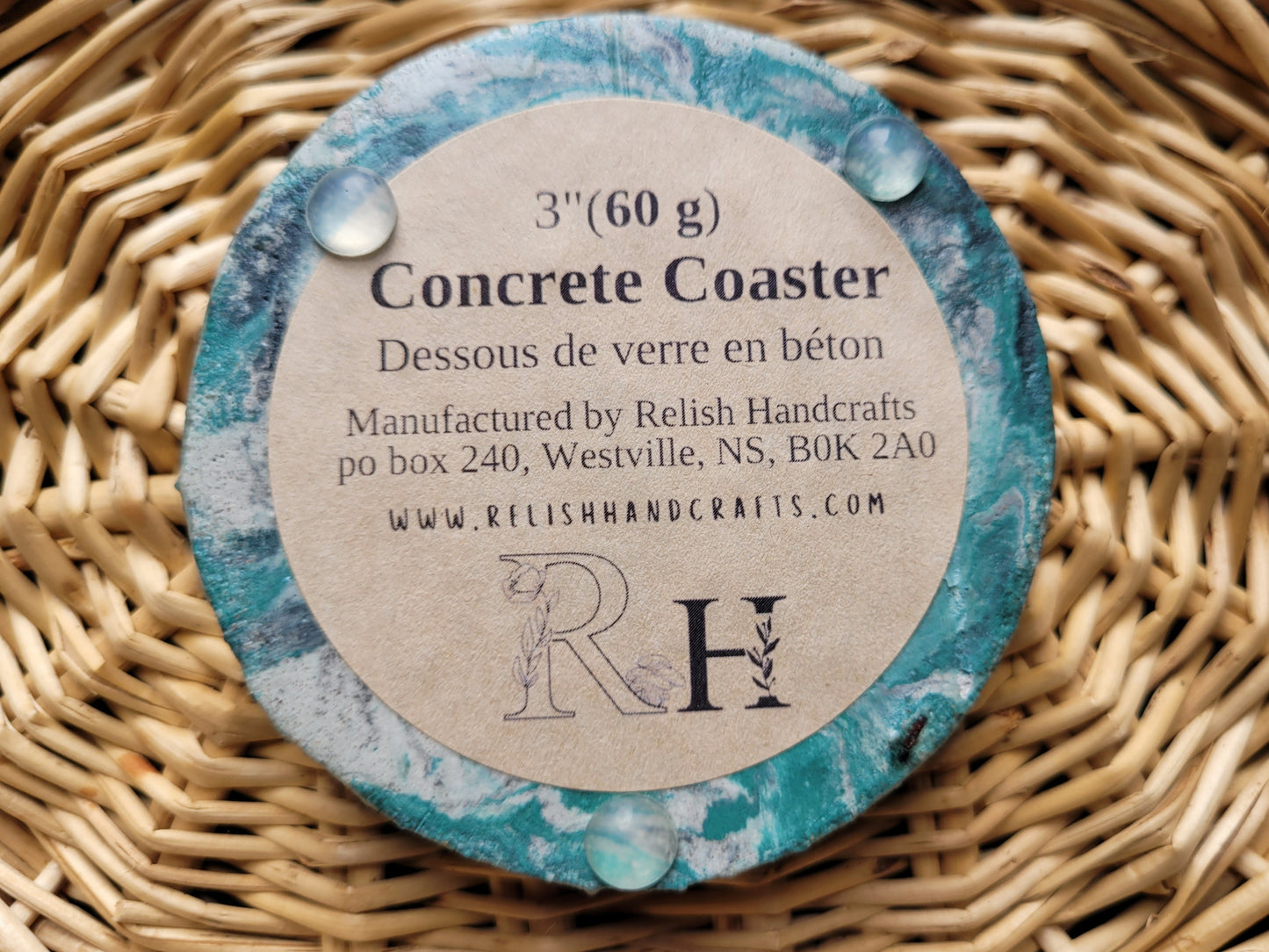 set of 4 small, concrete coasters