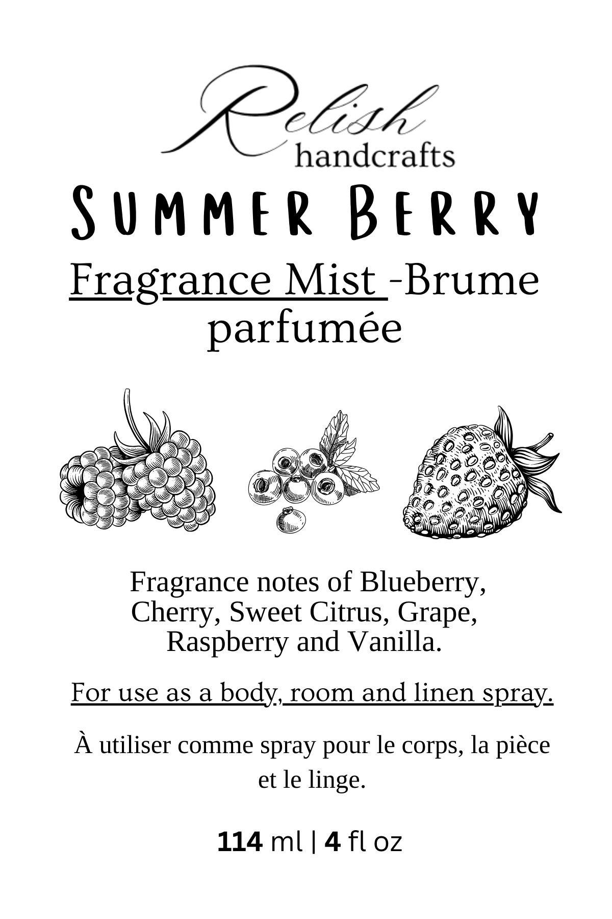 Fragrance Mist Spray | Body, Linen & Room Spray | Phthalate-Free Fragrance | Relish Handcrafts