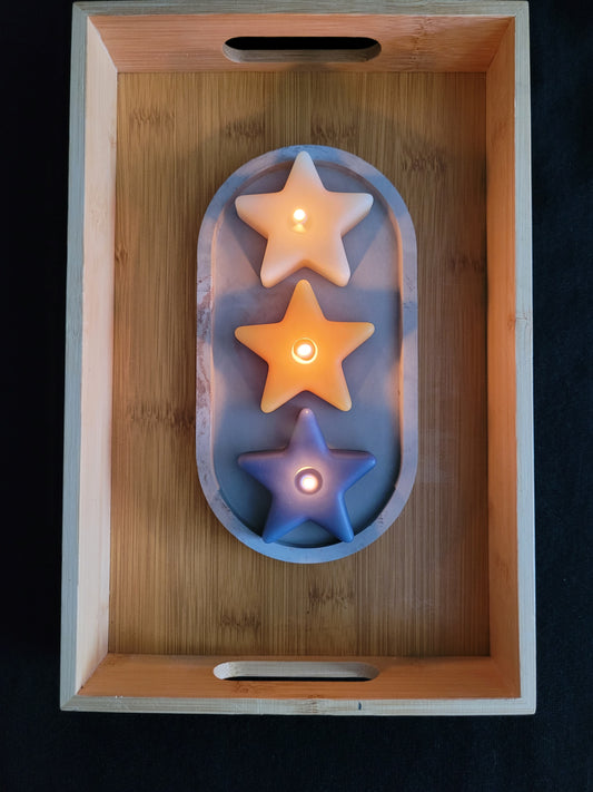 Twinkle Star Pillar Candles, 3-pack